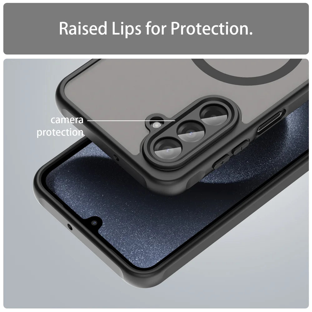 WANLONFENG For Samsung Galaxy A26 5G Magnetic Case with Screen Film  FD Series Skin Touch TPU + PC Phone Back Cover - Black - 7