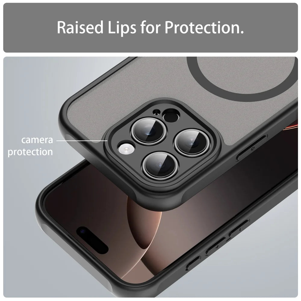WANLONFENG For iPhone 16 Pro Max Magnetic Case with Screen Film  FD Series Skin Touch TPU + PC Phone Back Cover - Black - 7