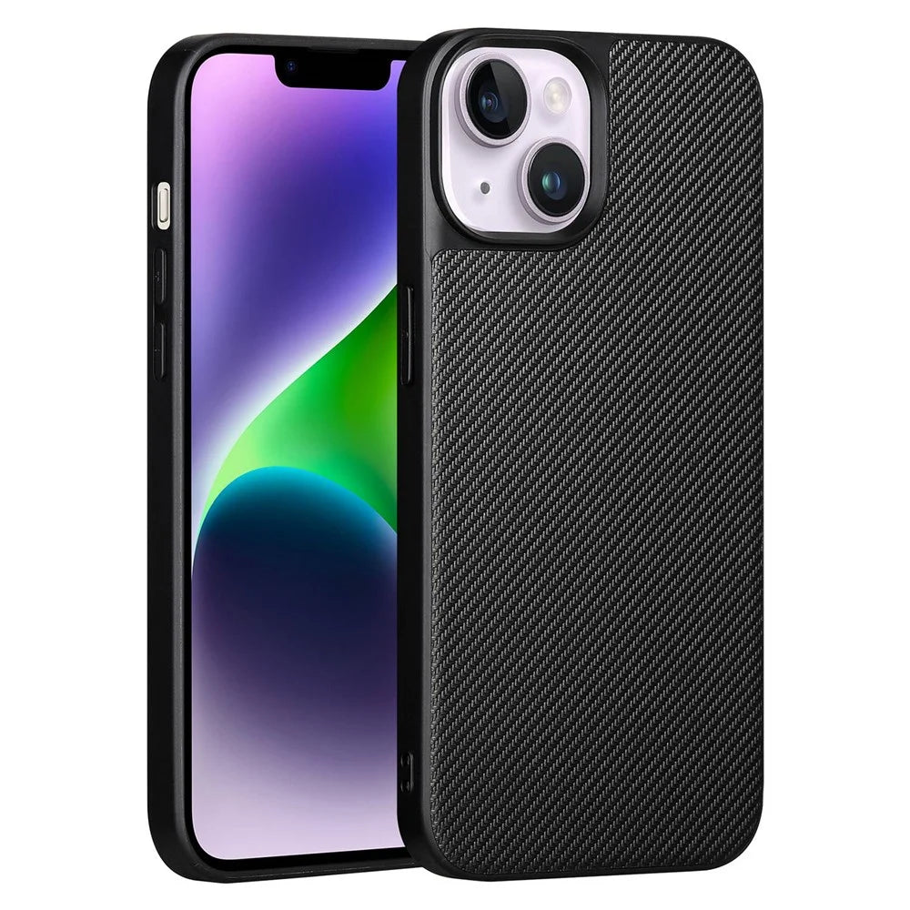 VILI TC Series for iPhone 14 Plus, Anti-fall Slim Phone Back Cover Textured Leather Coated TPU Protective Phone Case - 1