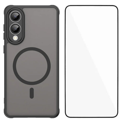 WANLONFENG For Samsung Galaxy S25 Edge Magnetic Case with Screen Film  FD Series Skin Touch TPU + PC Phone Back Cover - Black - 1