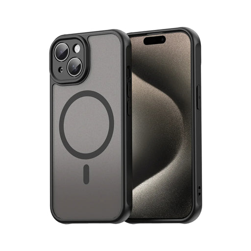 WANLONFENG For iPhone 15 Magnetic Case with Screen Film  FD Series Skin Touch TPU + PC Phone Back Cover - Black - 2