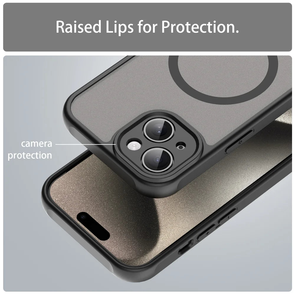WANLONFENG For iPhone 15 Magnetic Case with Screen Film  FD Series Skin Touch TPU + PC Phone Back Cover - Black - 7