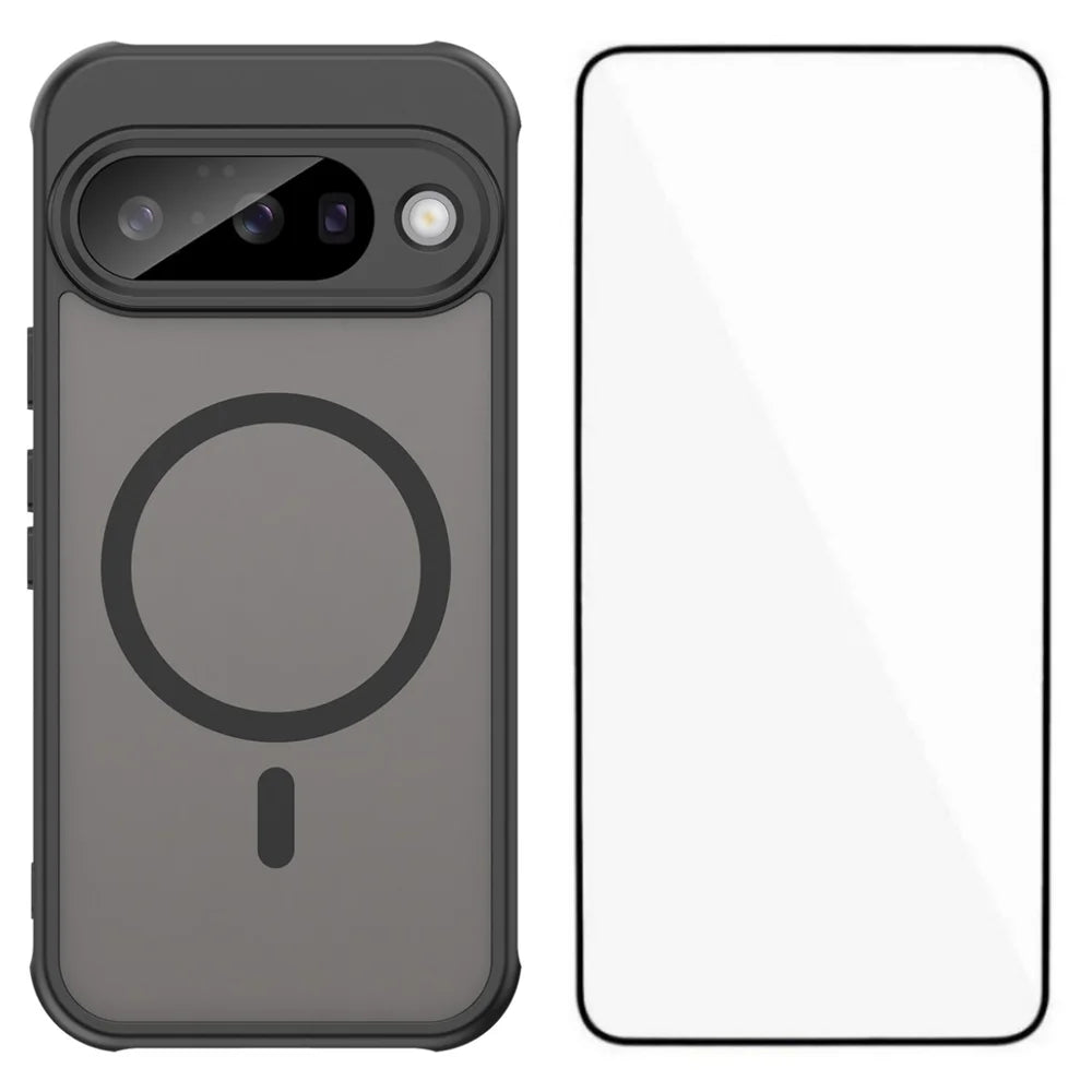 WANLONFENG For Google Pixel 10 Magnetic Case with Screen Film  FD Series Skin Touch TPU + PC Phone Back Cover - Black - 1