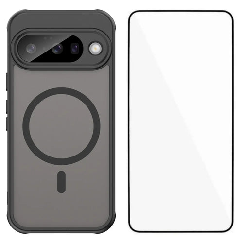 WANLONFENG For Google Pixel 10 Magnetic Case with Screen Film  FD Series Skin Touch TPU + PC Phone Back Cover - Black - 1