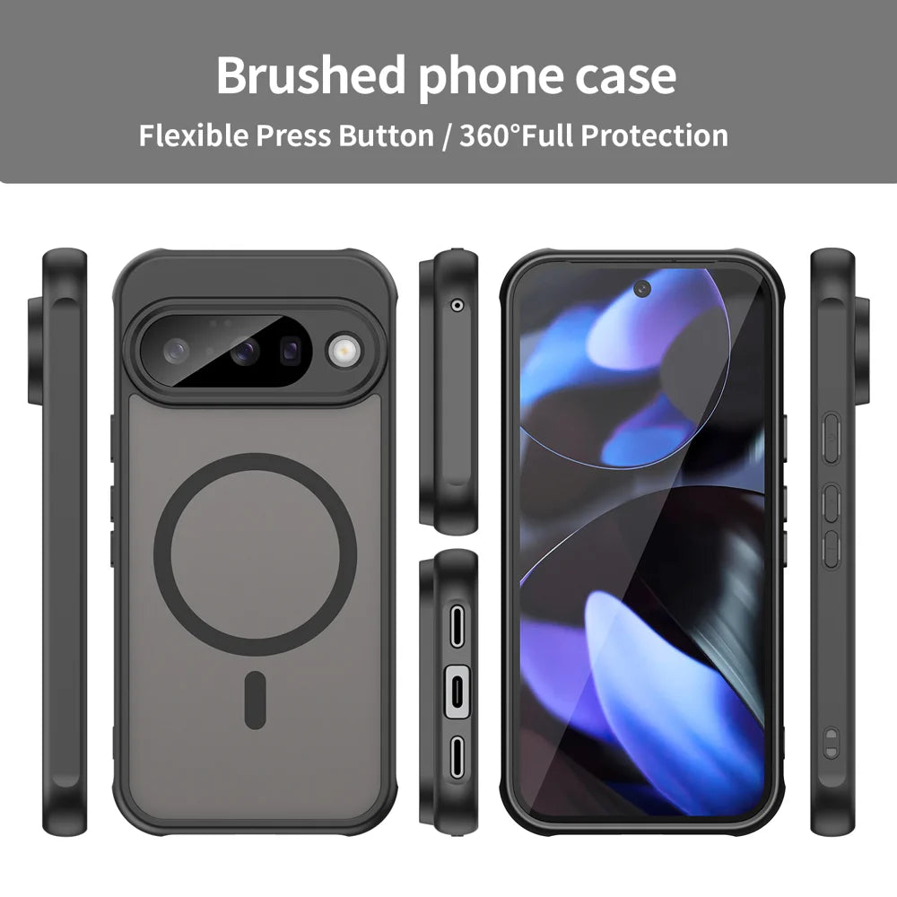WANLONFENG For Google Pixel 10 Magnetic Case with Screen Film  FD Series Skin Touch TPU + PC Phone Back Cover - Black - 3
