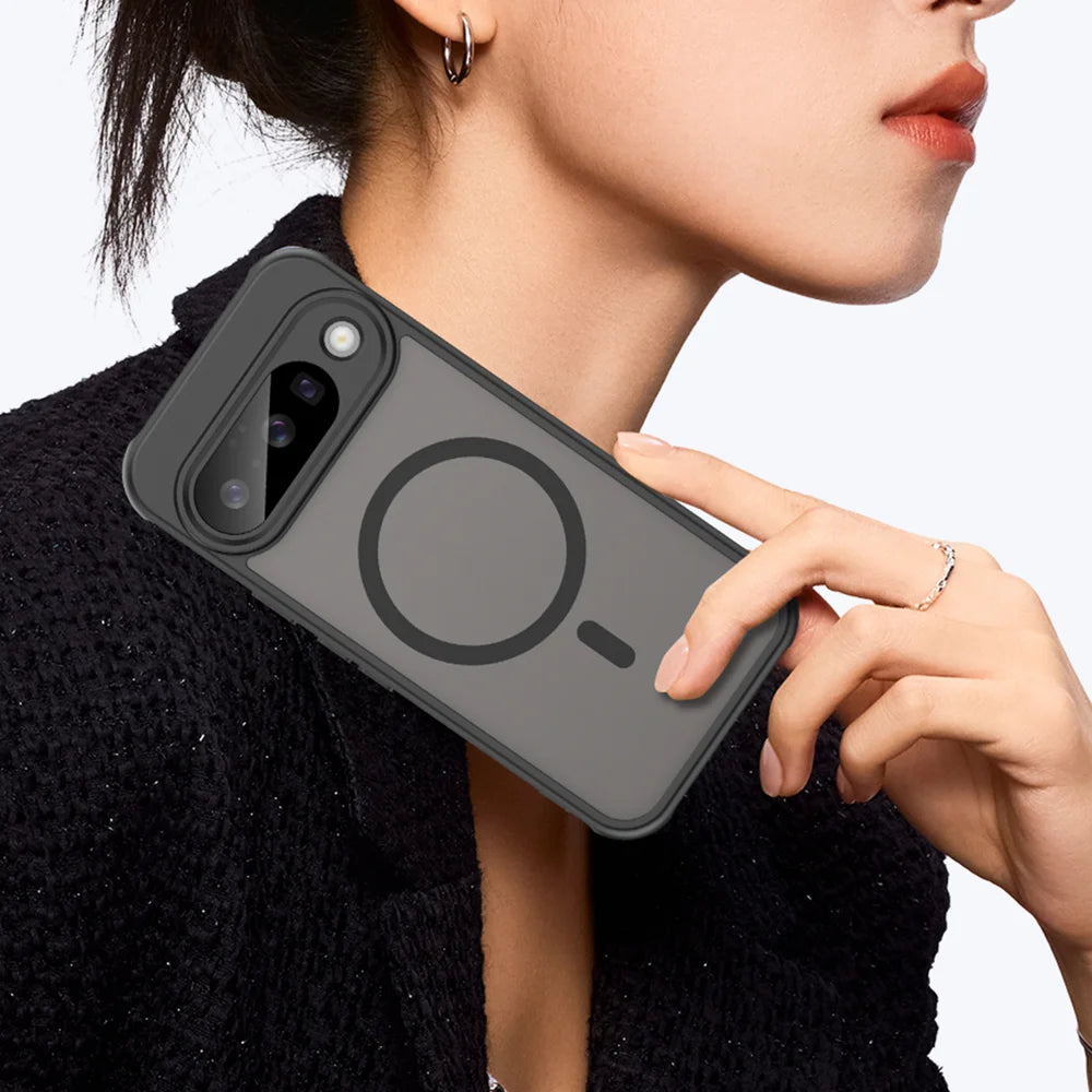 WANLONFENG For Google Pixel 10 Magnetic Case with Screen Film  FD Series Skin Touch TPU + PC Phone Back Cover - Black - 4