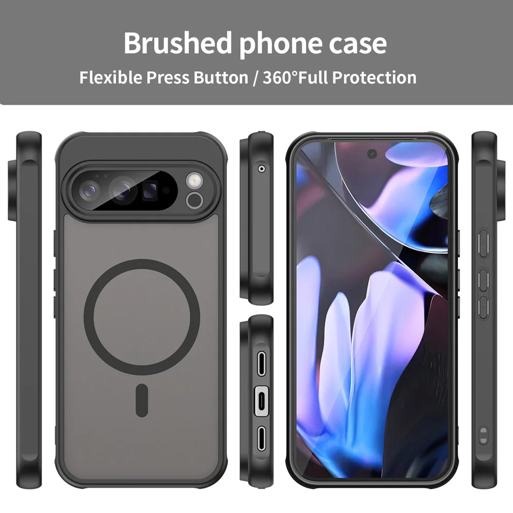WANLONFENG For Google Pixel 10 Pro XL Magnetic Case with Screen Film  FD Series Skin Touch TPU + PC Phone Back Cover - Black - 3