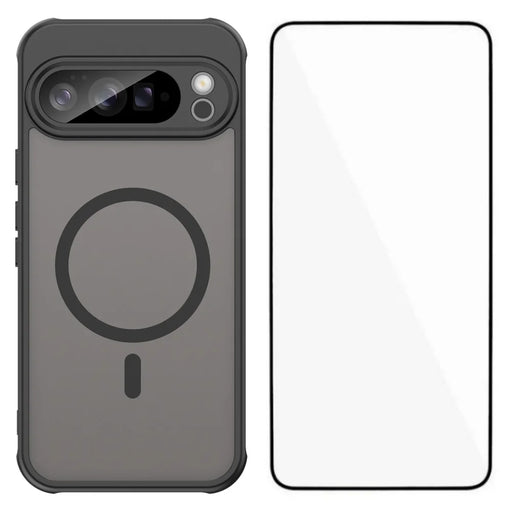WANLONFENG For Google Pixel 10 Pro Magnetic Case with Screen Film  FD Series Skin Touch TPU + PC Phone Back Cover - Black - 1