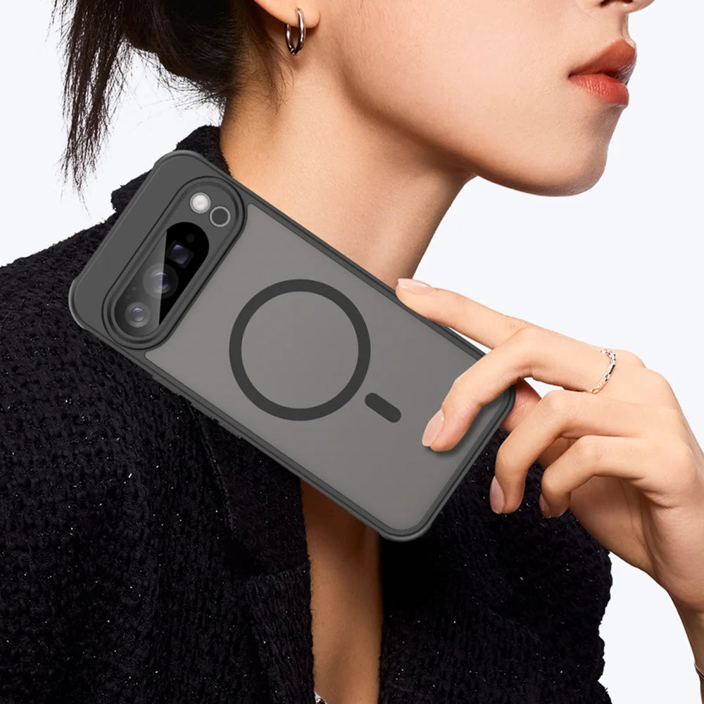 WANLONFENG For Google Pixel 10 Pro Magnetic Case with Screen Film  FD Series Skin Touch TPU + PC Phone Back Cover - Black - 4