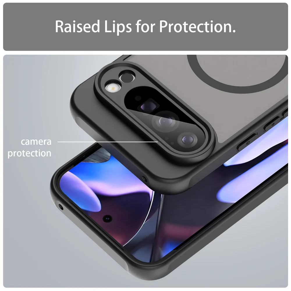 WANLONFENG For Google Pixel 10 Pro Magnetic Case with Screen Film  FD Series Skin Touch TPU + PC Phone Back Cover - Black - 7