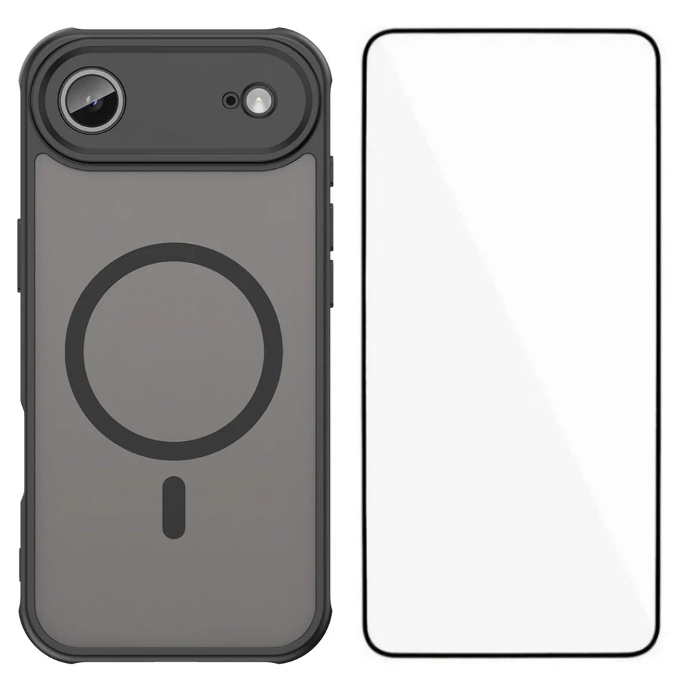 WANLONFENG For iPhone Air Magnetic Case with Screen Film  FD Series Skin Touch TPU + PC Phone Back Cover - Black - 1