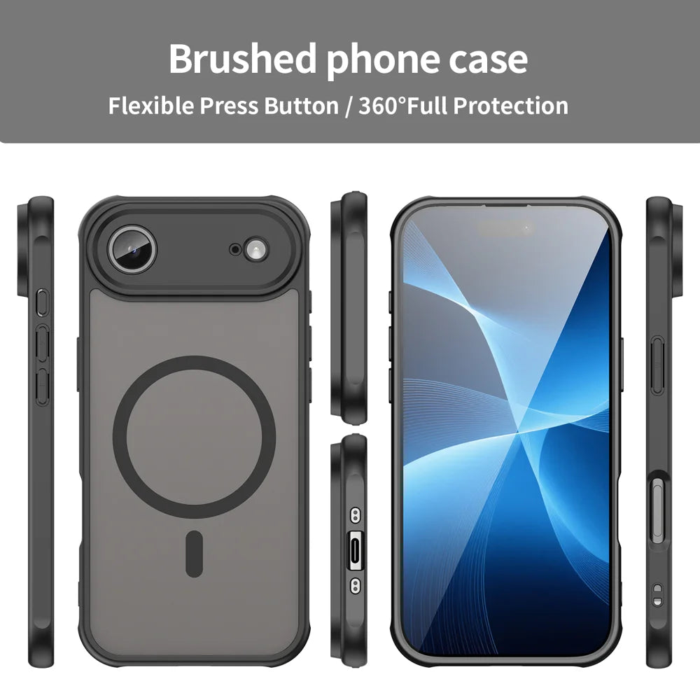 WANLONFENG For iPhone Air Magnetic Case with Screen Film  FD Series Skin Touch TPU + PC Phone Back Cover - Black - 3