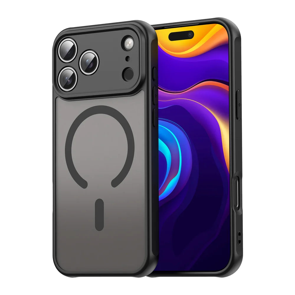 WANLONFENG For iPhone 17 Pro Magnetic Case with Screen Film  FD Series Skin Touch TPU + PC Phone Back Cover - Black - 2