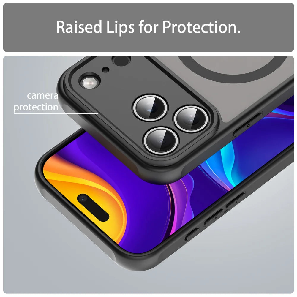 WANLONFENG For iPhone 17 Pro Max Magnetic Case with Screen Film  FD Series Skin Touch TPU + PC Phone Back Cover - Black - 7