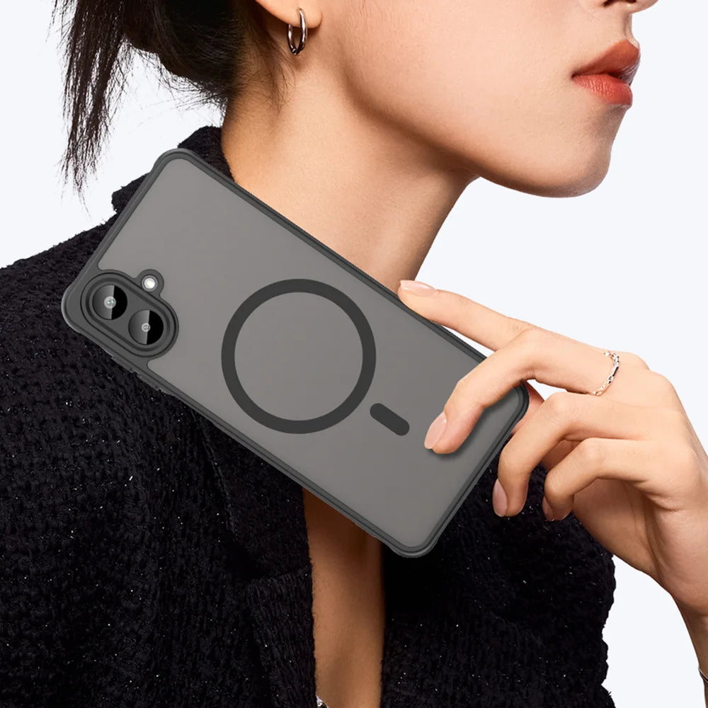 WANLONFENG For Samsung Galaxy A08 4G / A07 4G Magnetic Case with Screen Film  FD Series Skin Touch TPU + PC Phone Back Cover - Black - 4