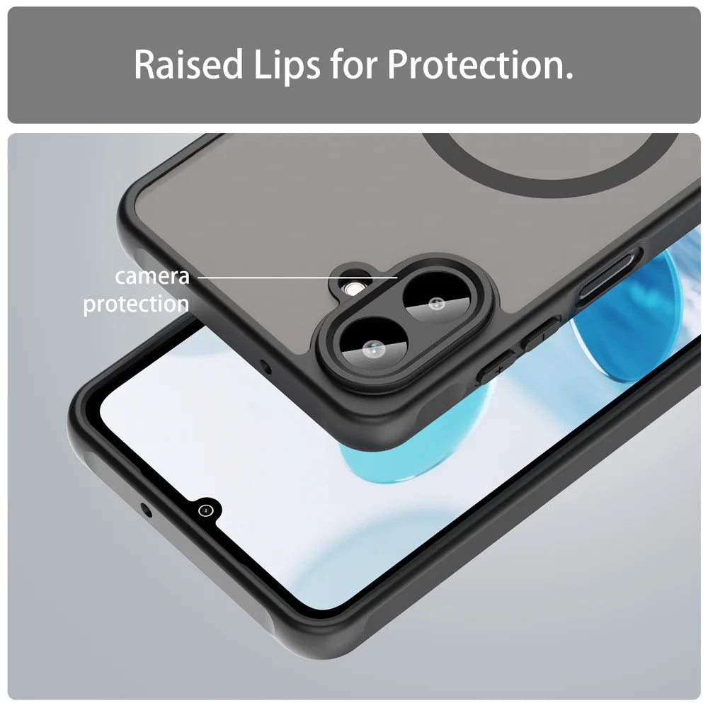 WANLONFENG For Samsung Galaxy A08 4G / A07 4G Magnetic Case with Screen Film  FD Series Skin Touch TPU + PC Phone Back Cover - Black - 7