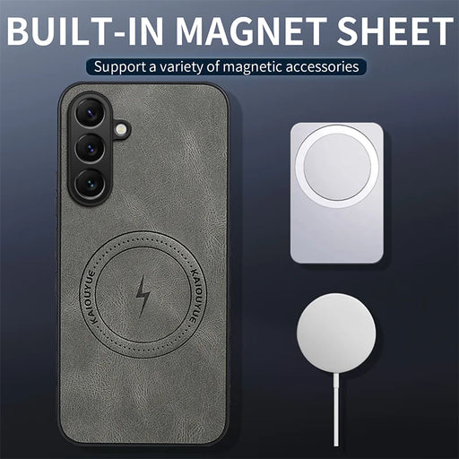 WANLONFENG For Samsung Galaxy S24 Magnetic Case  SD Series PC TPU Phone Cover with 2Pcs Screen Film - Grey - 2