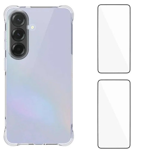 WANLONFENG For Samsung Galaxy S26 TPU Case  WL2 Series 2.0mm Phone Cover with 2Pcs Tempered Glass Films - Transparent - 1