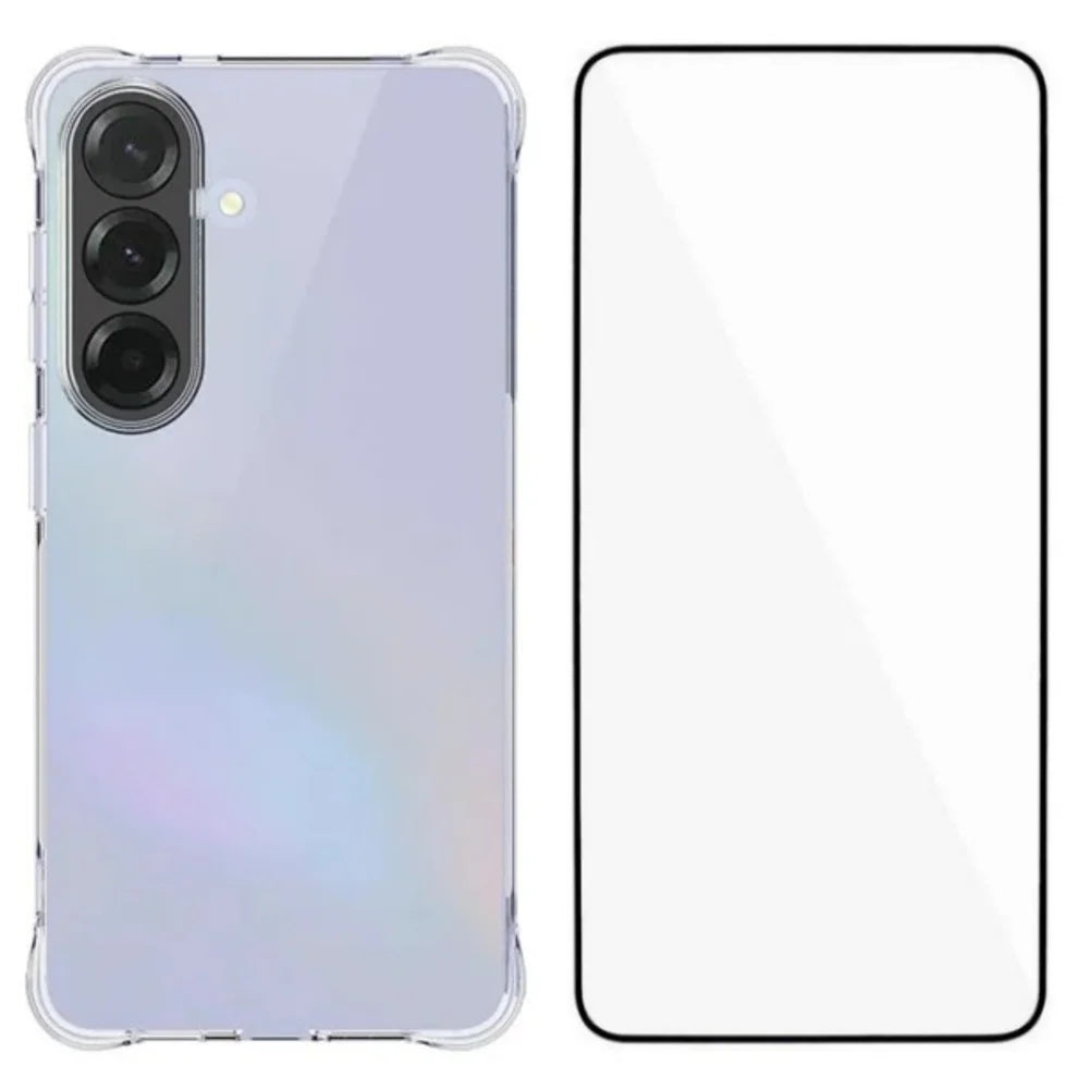 WANLONFENG For Samsung Galaxy S26 Case  WL Series 2.0mm TPU Phone Cover with Tempered Glass Film - Transparent - 1