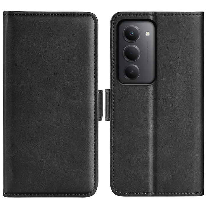 For Realme C71 4G Case Calf Texture Leather Wallet Phone Cover - Black - 3