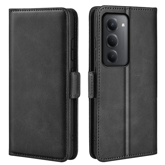For Realme C71 4G Case Calf Texture Leather Wallet Phone Cover - Black - 4