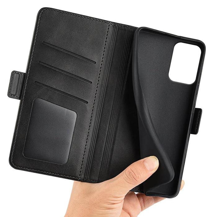 For Realme C71 4G Case Calf Texture Leather Wallet Phone Cover - Black - 5