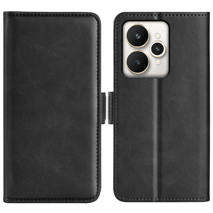 For Realme 15 5G Case Calf Texture Leather Wallet Phone Cover -  Black - 1