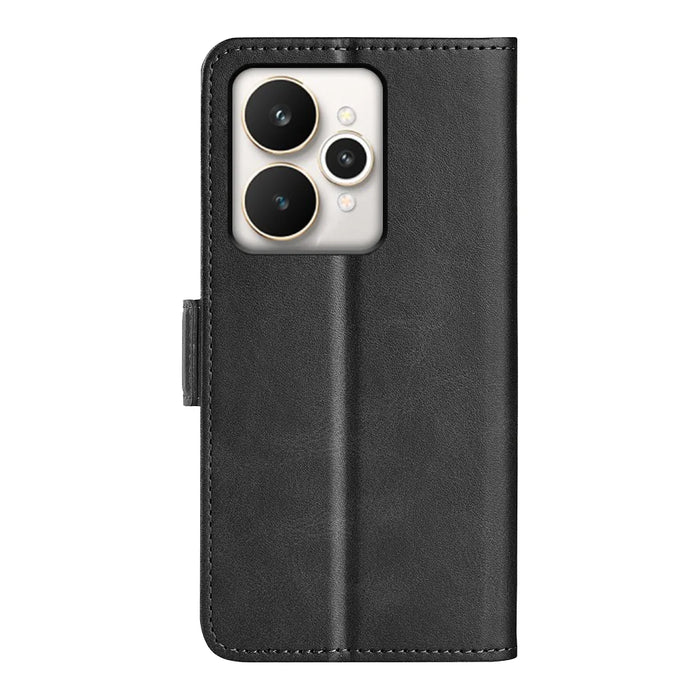 For Realme 15 5G Case Calf Texture Leather Wallet Phone Cover -  Black - 3