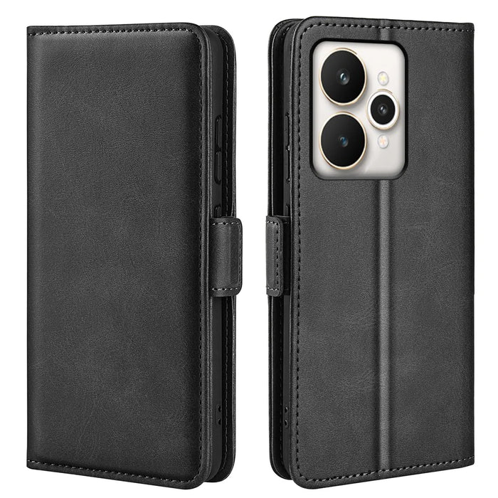 For Realme 15 5G Case Calf Texture Leather Wallet Phone Cover -  Black - 4