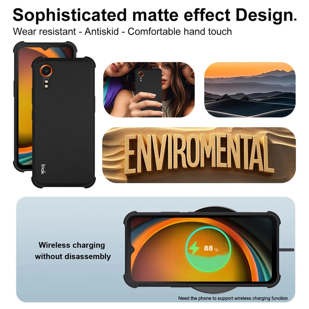 IMAK For Samsung Galaxy Xcover7 Case TPU Phone Cover Airbag Shockproof Protection - Matte Black - 6