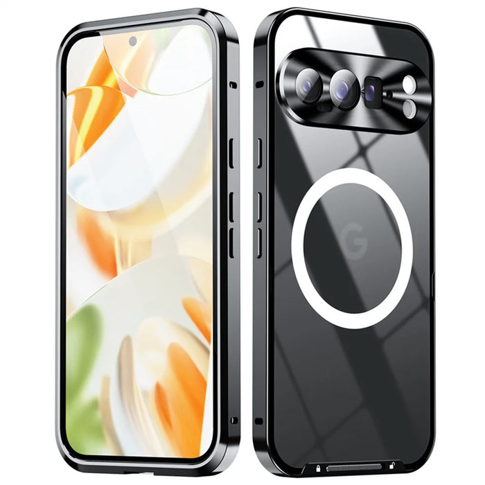 For Google Pixel 10 Pro Magnetic Case Metal Frame Matte Phone Cover - Black - 1