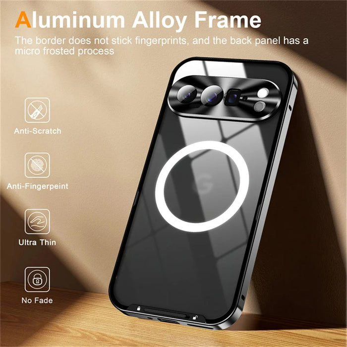 For Google Pixel 10 Pro Magnetic Case Metal Frame Matte Phone Cover - Black - 3