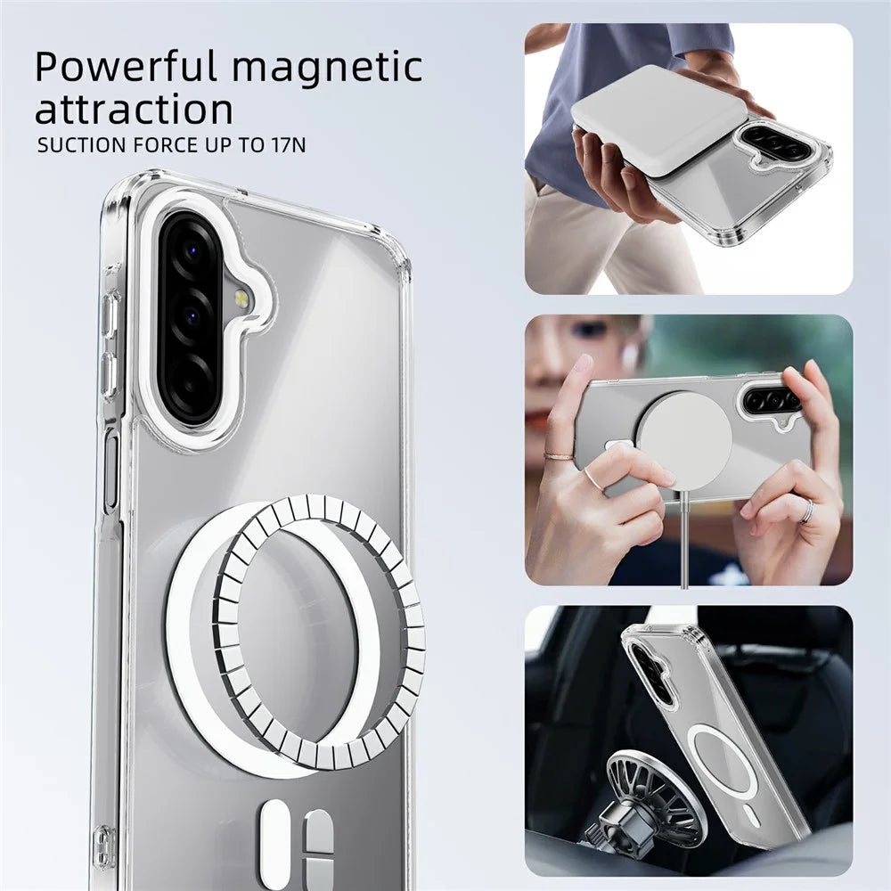 ABEEL For Samsung Galaxy A18 5G / A18 4G / A17 5G / A17 4G Magnetic Case Anti Scratch Clear TPU PC Phone Back Cover - White - 3