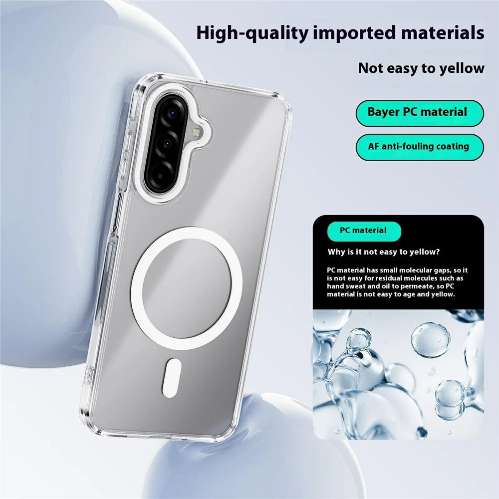 ABEEL For Samsung Galaxy A18 5G / A18 4G / A17 5G / A17 4G Magnetic Case Anti Scratch Clear TPU PC Phone Back Cover - White - 4