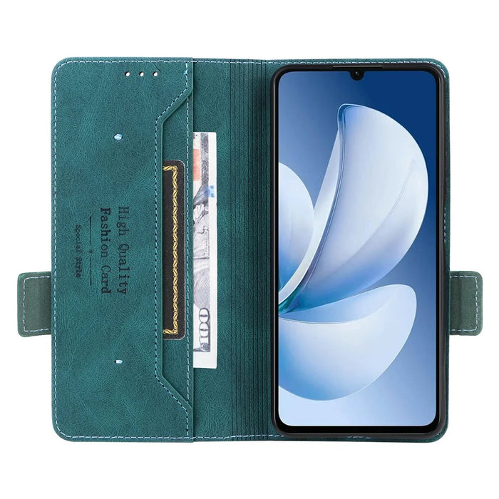 Leather Case For Realme C71 4G  /  Note 70T 4G  /  Narzo 80 Lite 4G Wallet Flip Phone Cover with Hardware Decor - Blue - 3