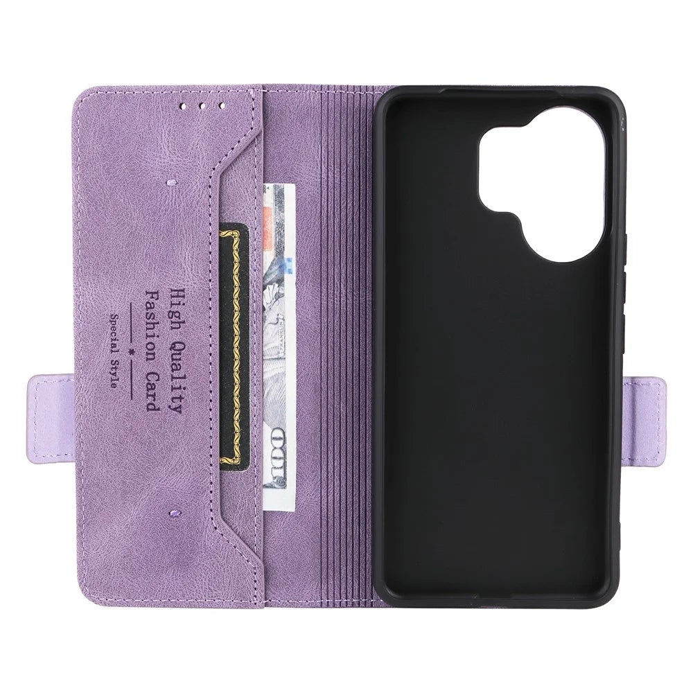 For vivo V60 5G Case Leather Wallet Flip Phone Cover with Hardware Decor - Purple - 2