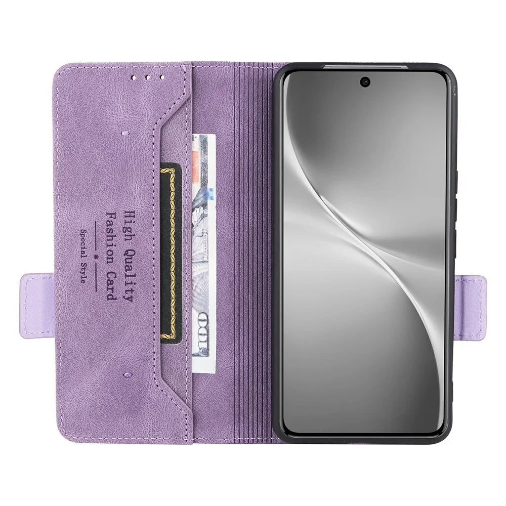 For vivo V60 5G Case Leather Wallet Flip Phone Cover with Hardware Decor - Purple - 3