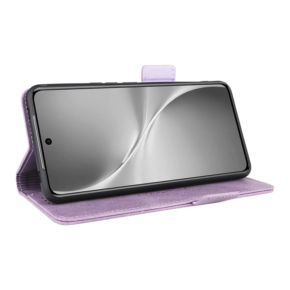 For vivo V60 5G Case Leather Wallet Flip Phone Cover with Hardware Decor - Purple - 4