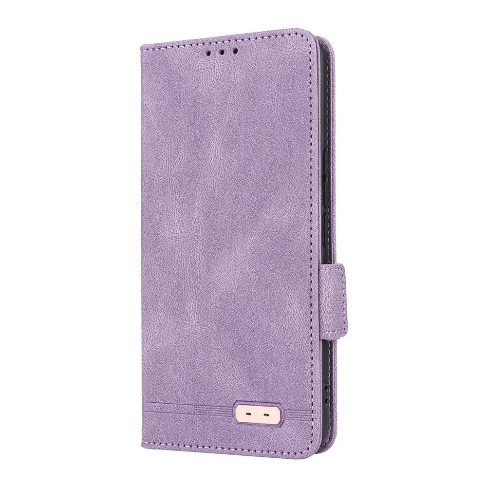 For vivo V60 5G Case Leather Wallet Flip Phone Cover with Hardware Decor - Purple - 6