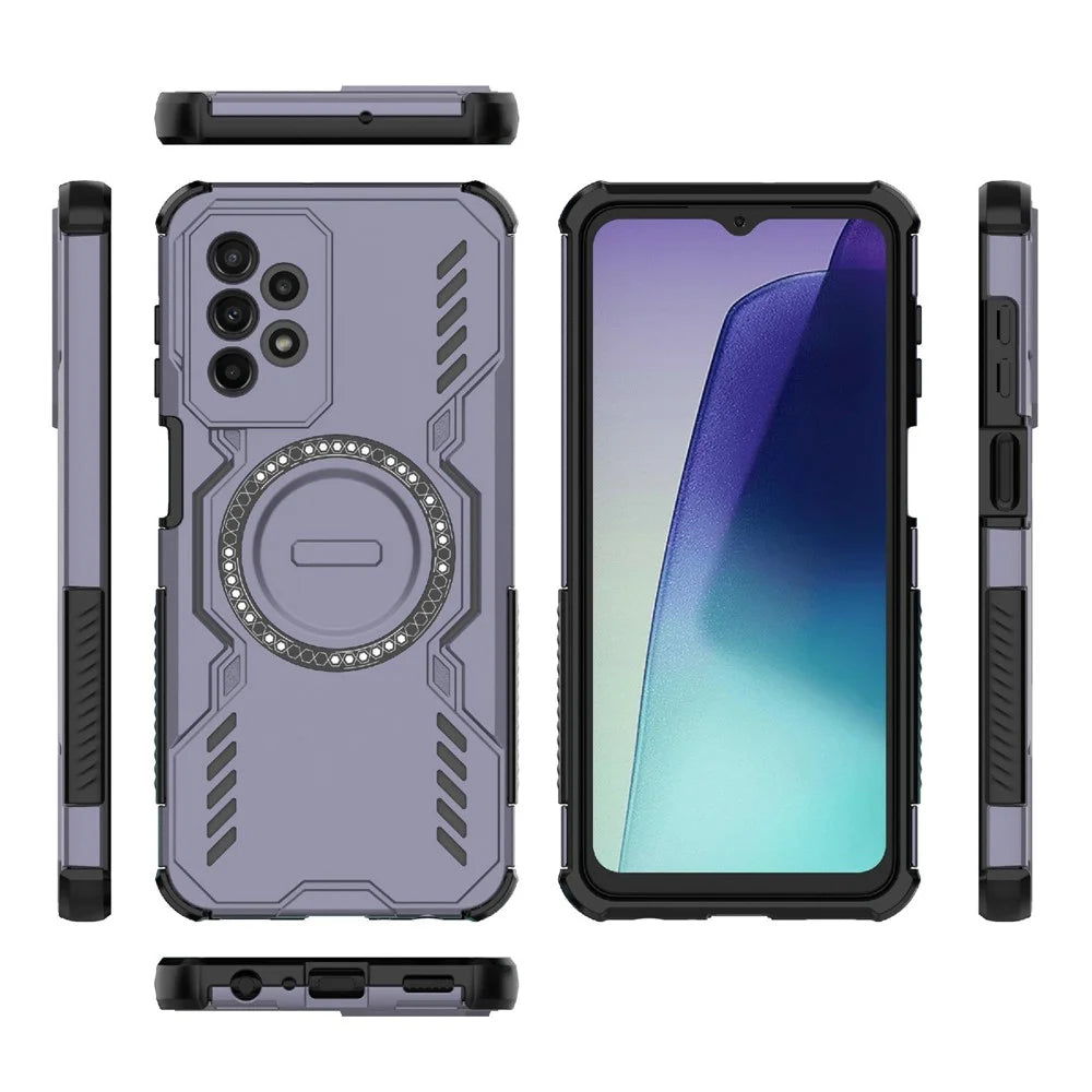 For Samsung Galaxy A23 4G  /  5G (Global) Magnetic Case Butterfly Armor Hollow Heat Dissipation PC + TPU Phone Cover - Purple - 2
