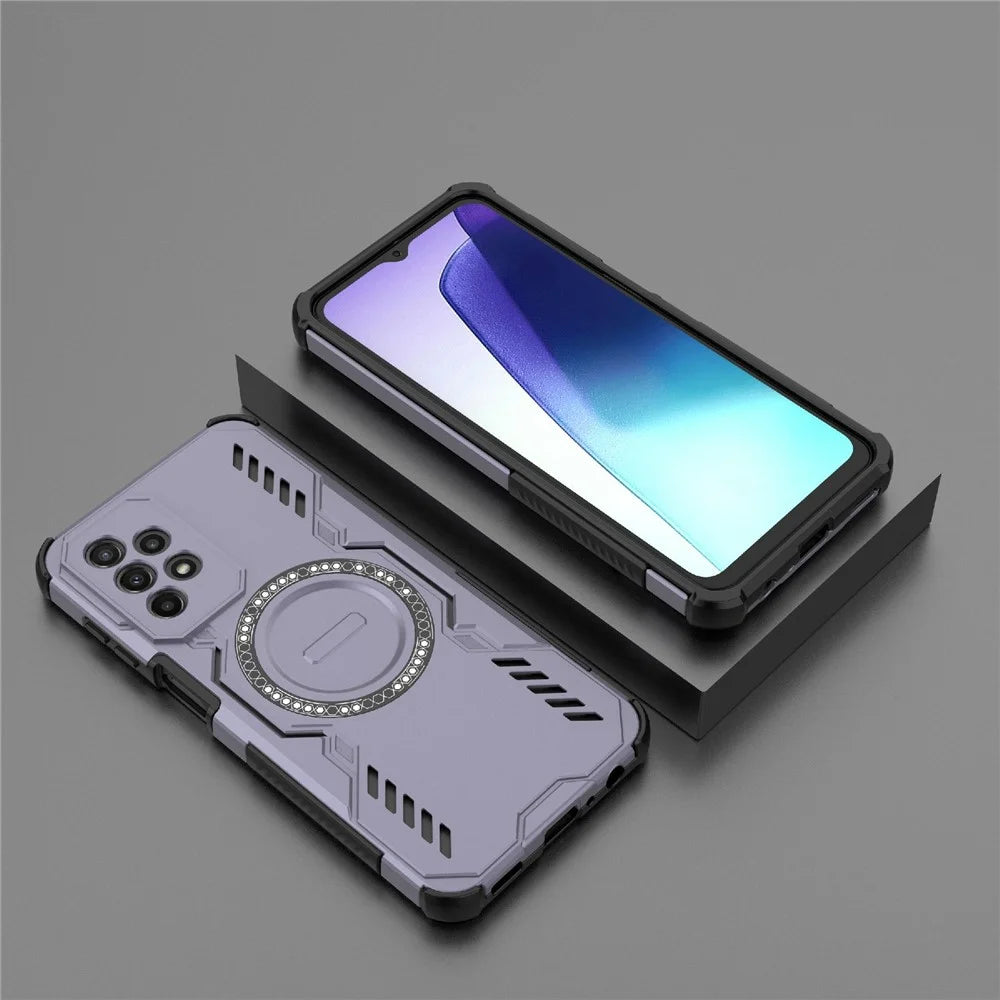 For Samsung Galaxy A23 4G  /  5G (Global) Magnetic Case Butterfly Armor Hollow Heat Dissipation PC + TPU Phone Cover - Purple - 4