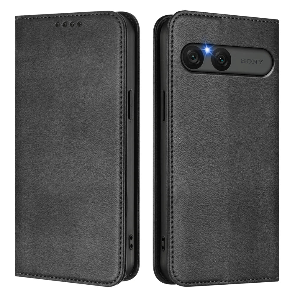 For Sony Xperia 10 VII Wallet Cases Retro Texture RFID Blocking Leather Phone Cover - Black - 1