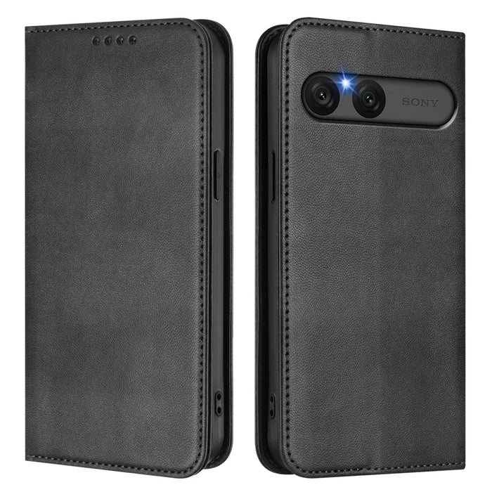 For Sony Xperia 10 VII Wallet Cases Retro Texture RFID Blocking Leather Phone Cover - Black - 1