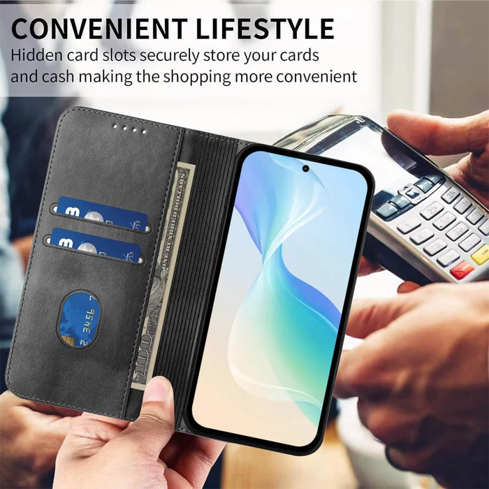 For Sony Xperia 10 VII Wallet Cases Retro Texture RFID Blocking Leather Phone Cover - Black - 2