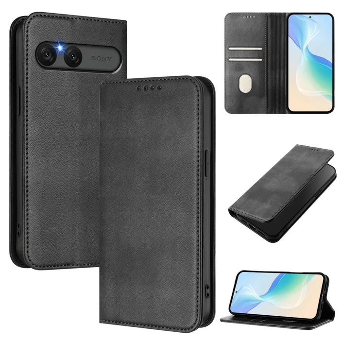 For Sony Xperia 10 VII Wallet Cases Retro Texture RFID Blocking Leather Phone Cover - Black - 3