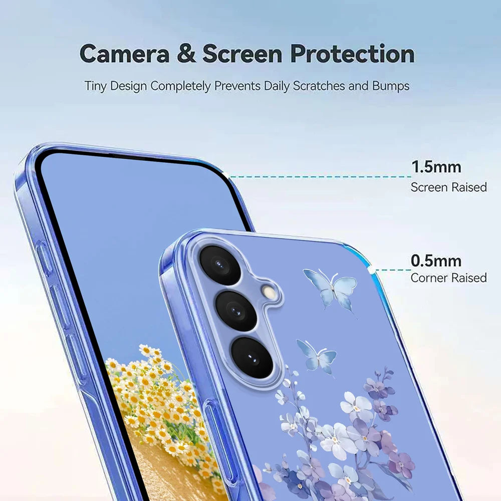 For Samsung Galaxy S26 Case Butterfly Floral Pattern Printing TPU Phone Back Cover - Violets - 4