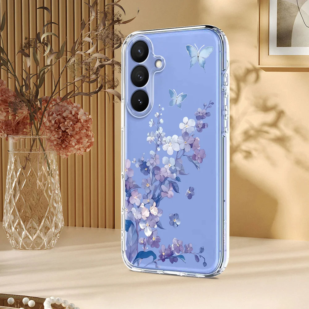 For Samsung Galaxy S26 Case Butterfly Floral Pattern Printing TPU Phone Back Cover - Violets - 5