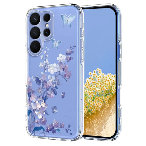 For Samsung Galaxy S26 Ultra Case Butterfly Floral Pattern Printing TPU Phone Back Cover - Violets - 1