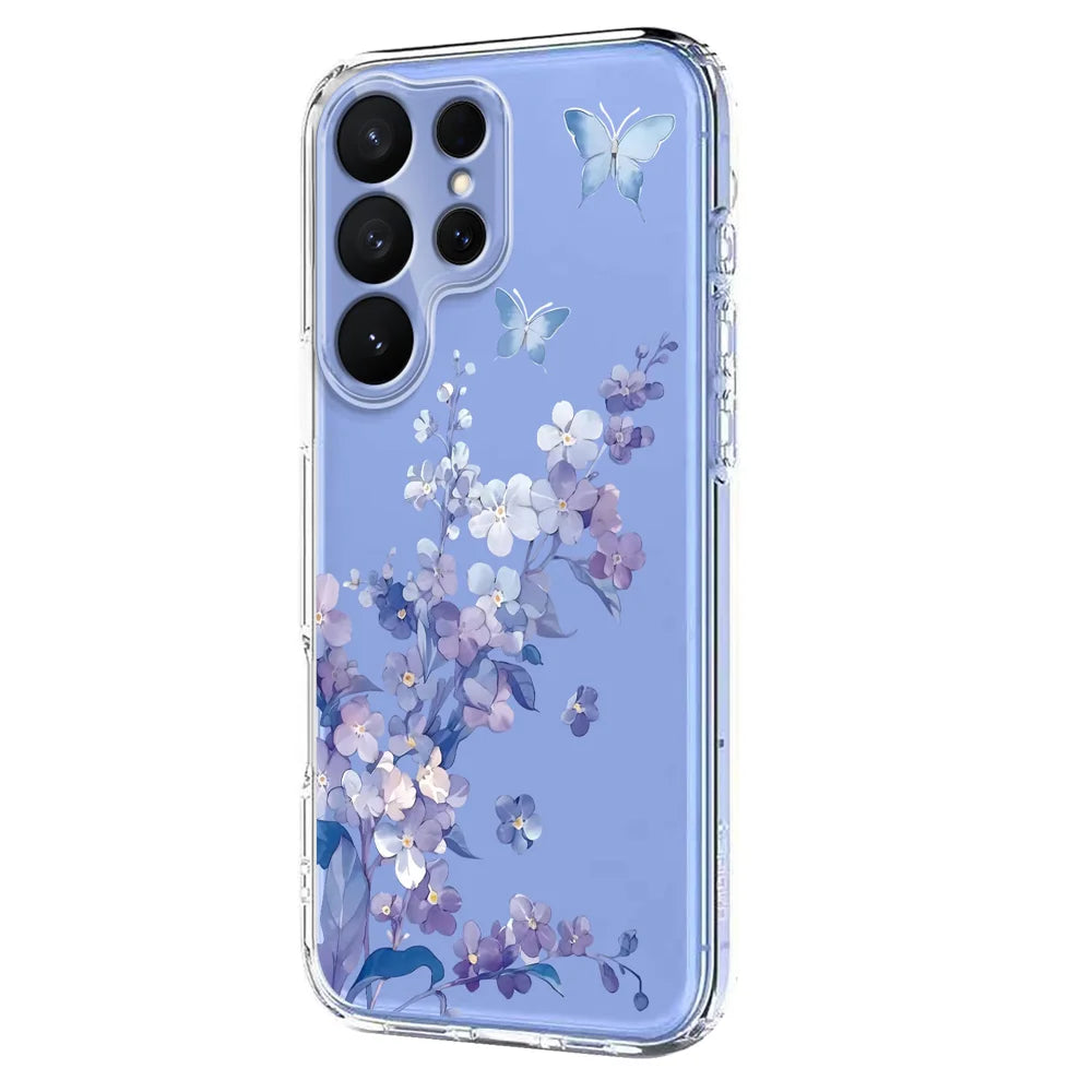 For Samsung Galaxy S26 Ultra Case Butterfly Floral Pattern Printing TPU Phone Back Cover - Violets - 2