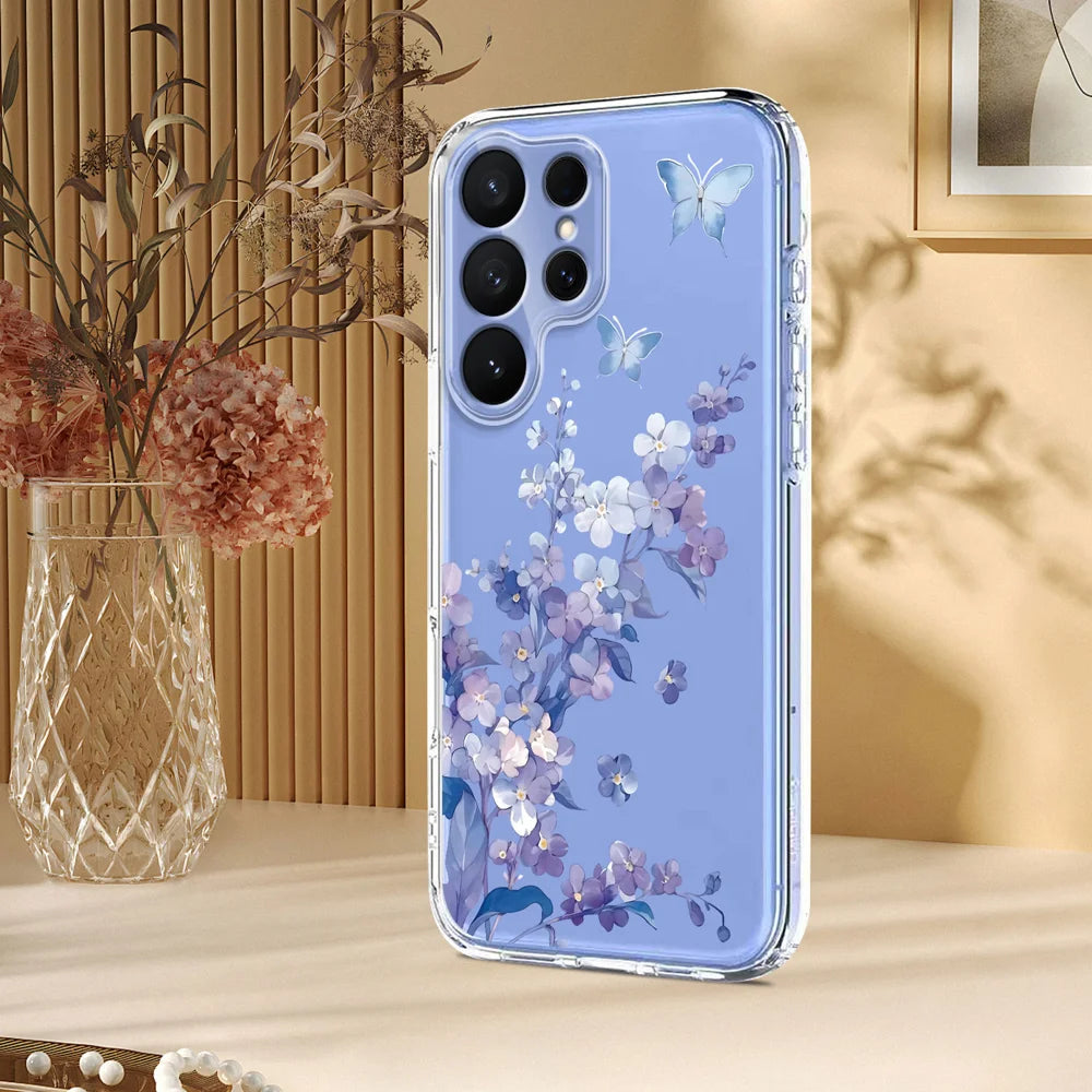 For Samsung Galaxy S26 Ultra Case Butterfly Floral Pattern Printing TPU Phone Back Cover - Violets - 5